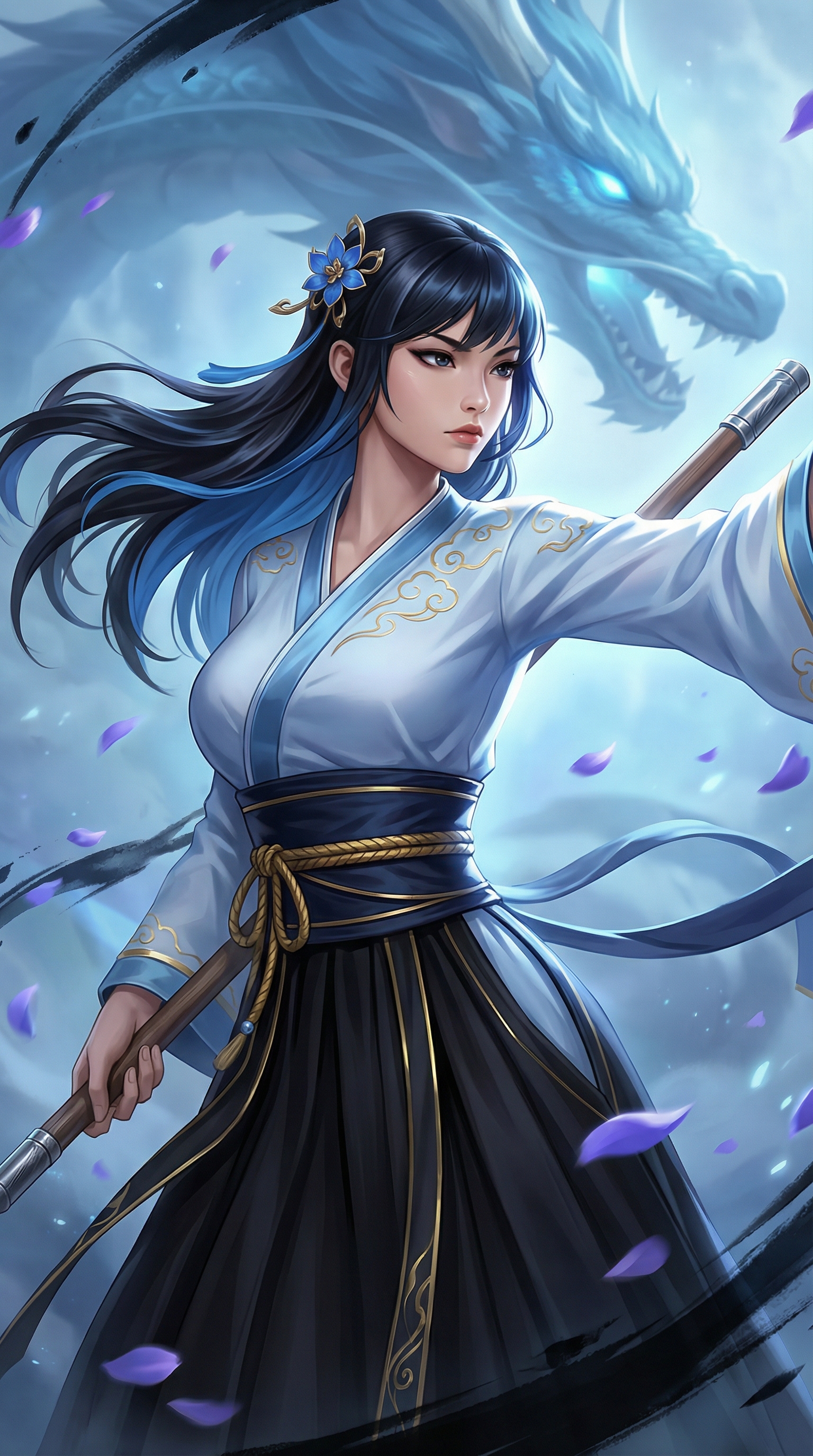 Dynamic Azure Dragon Staff Sorceress