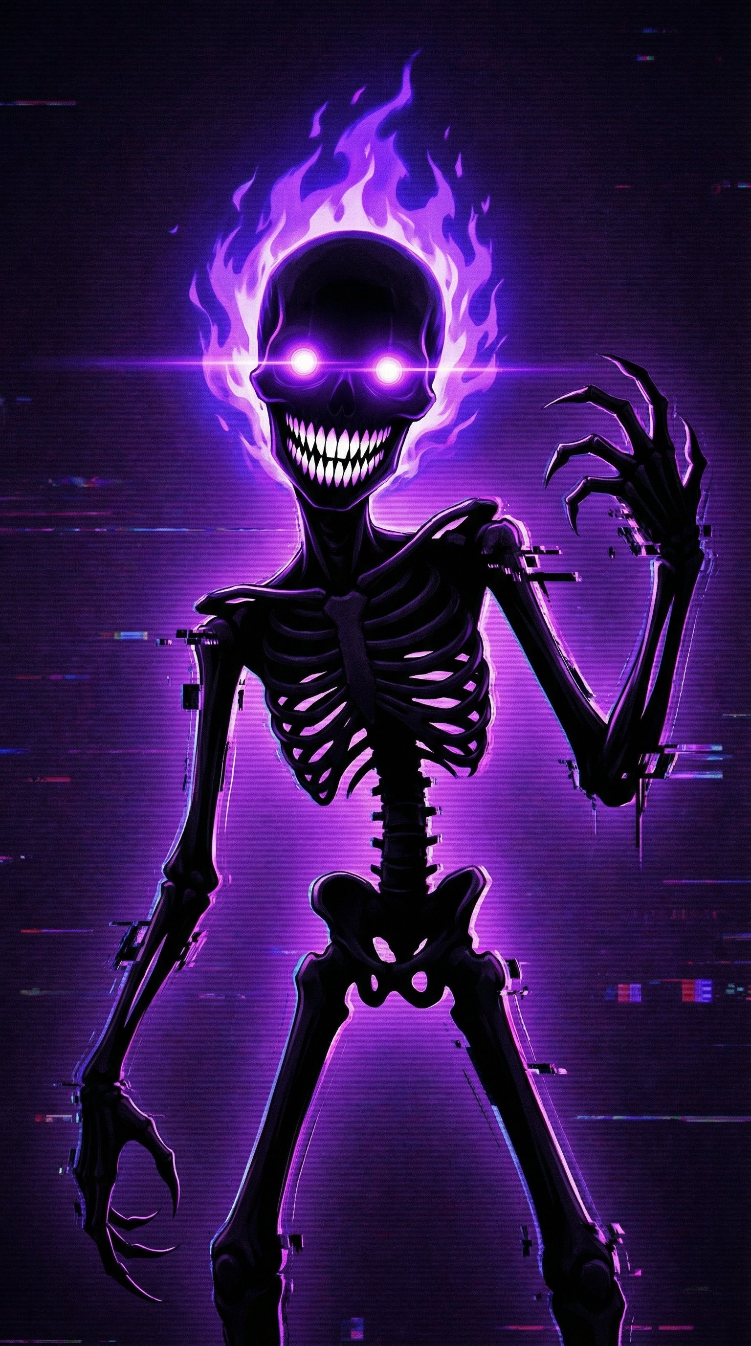 Vibrant Violet Skeletal Glitch Entity